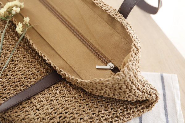 Plain Casual Beach Straw Shoulder Bag