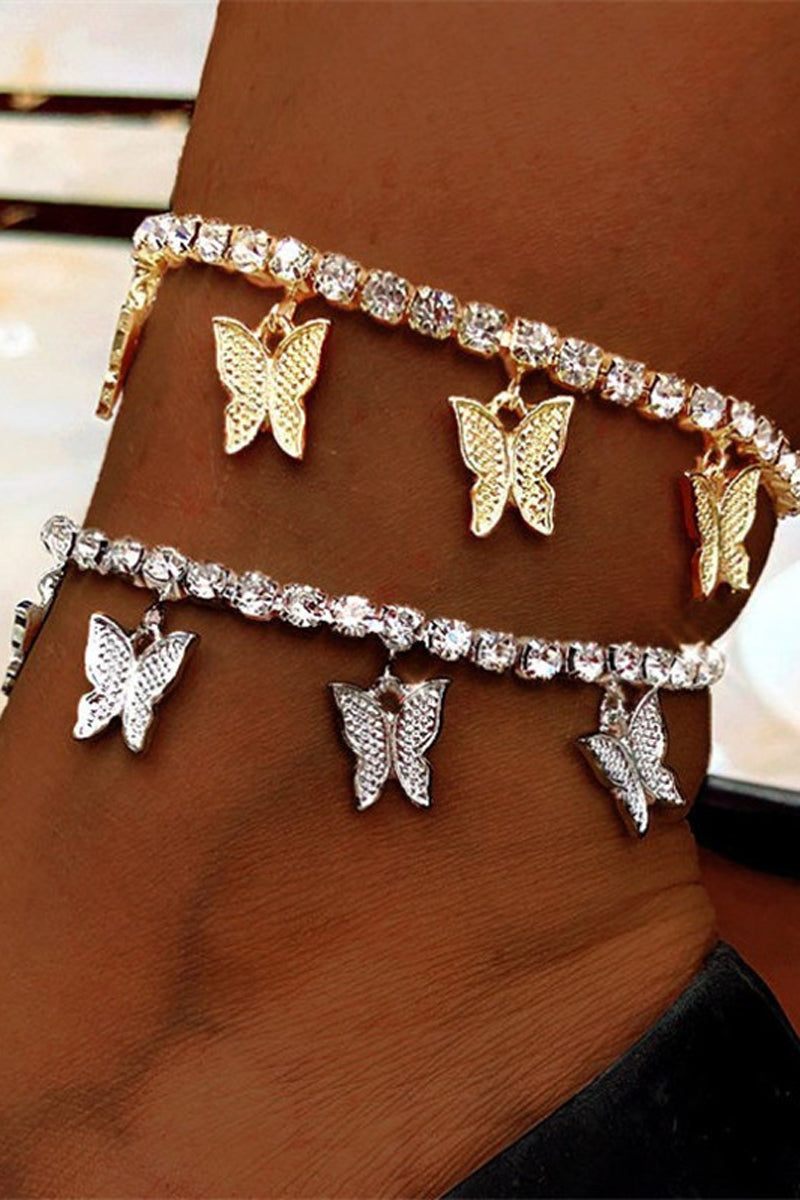Fashion Rhinestone Butterfly Anklet